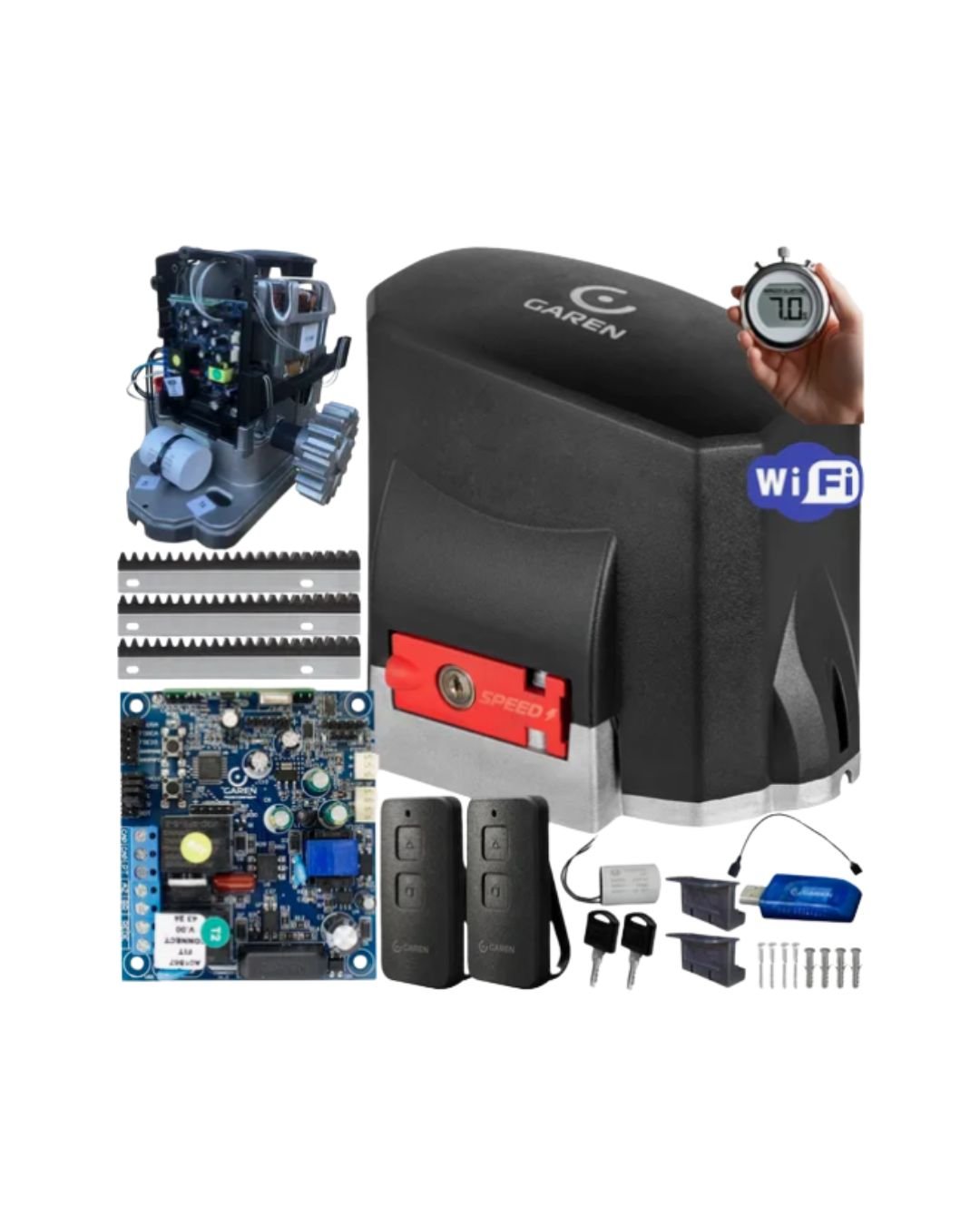 Motor Deslizante 600kg 7s 1/3 Wifi Kdz Turbo 4m Cremalheira