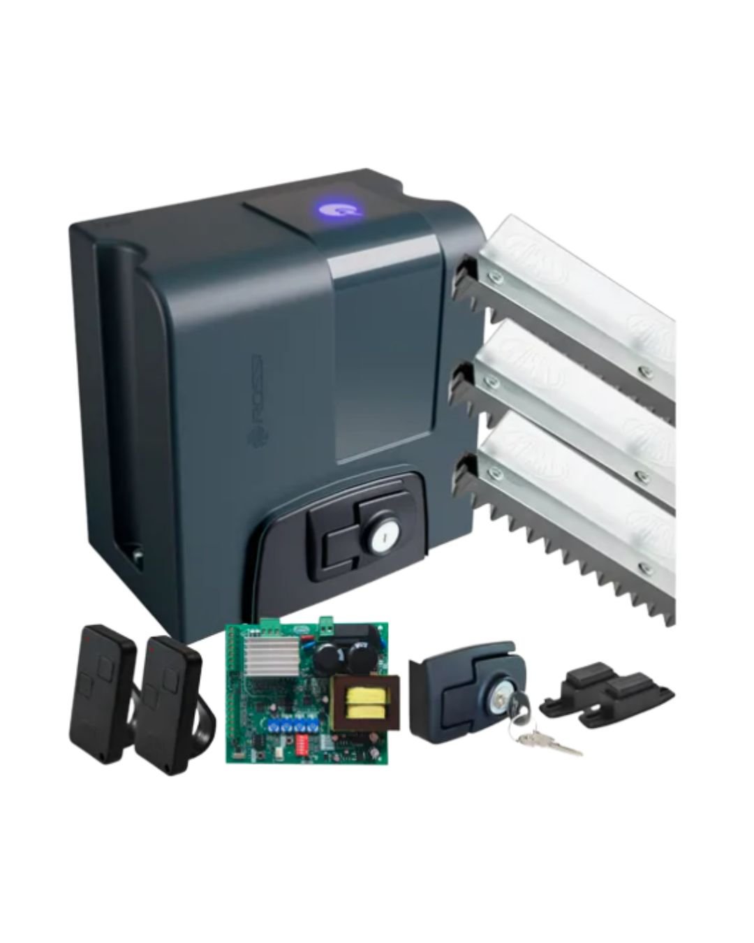Kit Motor Portão Rossi Nano Nitro 127/220v 3,5m Cremalheira