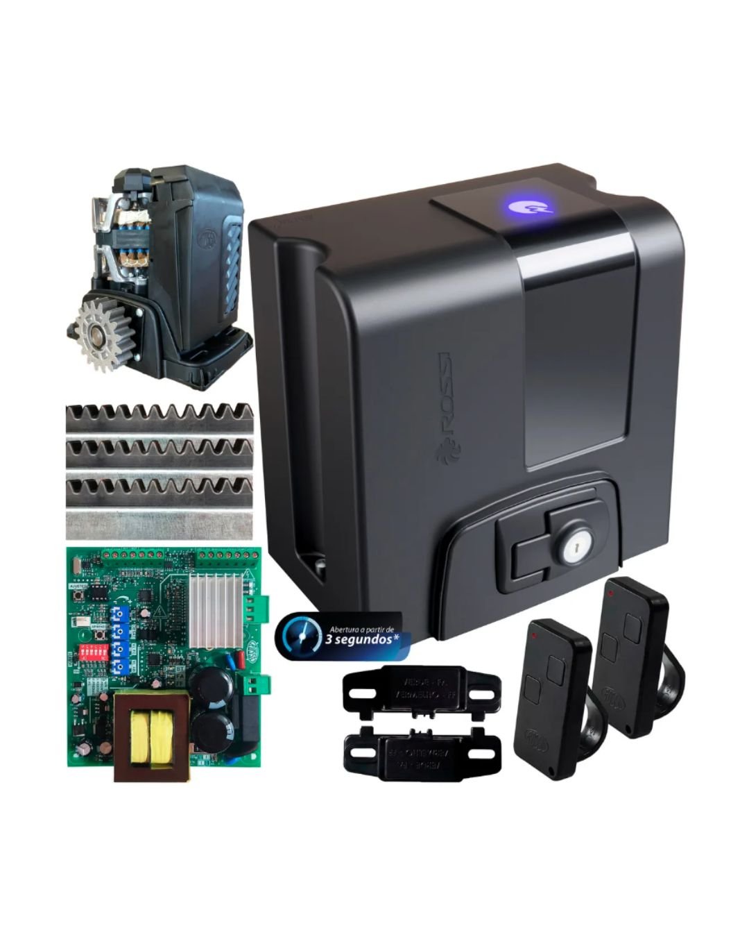 Motor Deslizante 400kg 3s Atto Nitro 4,2m Cremalheira Cor Preto Frequência 433mhz